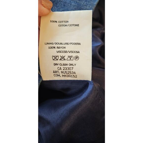 Vintage KORS -Michael Denim Blazer Jacket Leather Buttons Made in Italy Women 10 - Picture 11 of 12